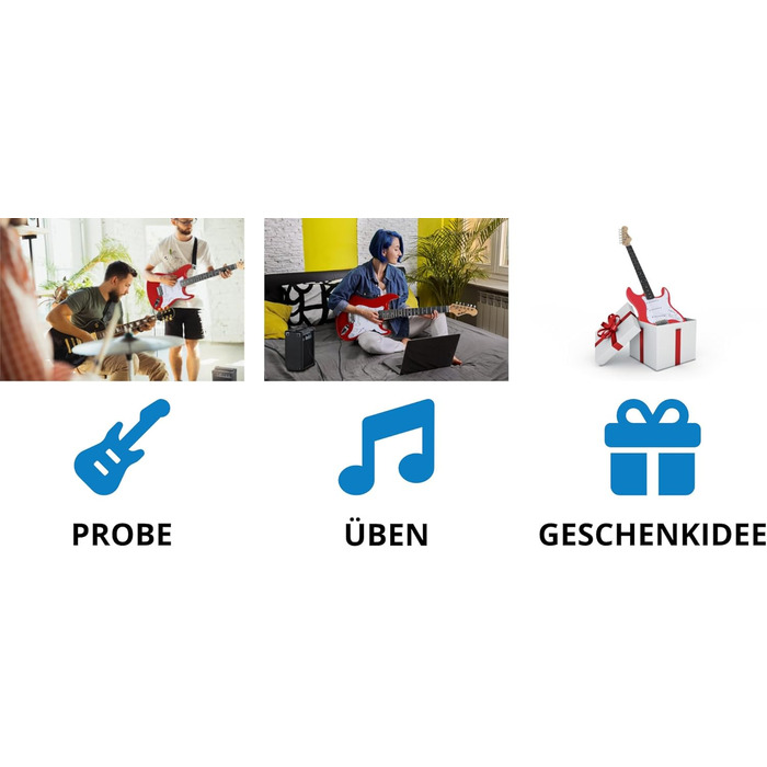 McGrey Rockit ST Комплект електрогітари (8-елементний стартовий набір: гітара, підсилювач, запасні струни, гітарний чохол, тюнер, медіатори, ремінь та гітарний кабель) (Fiesta Red)