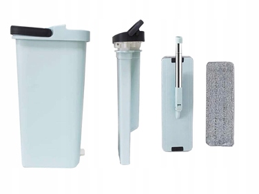 Плоский швабра з віджимачем та двокамерним відром для миття підлоги, 3 смінні насадки