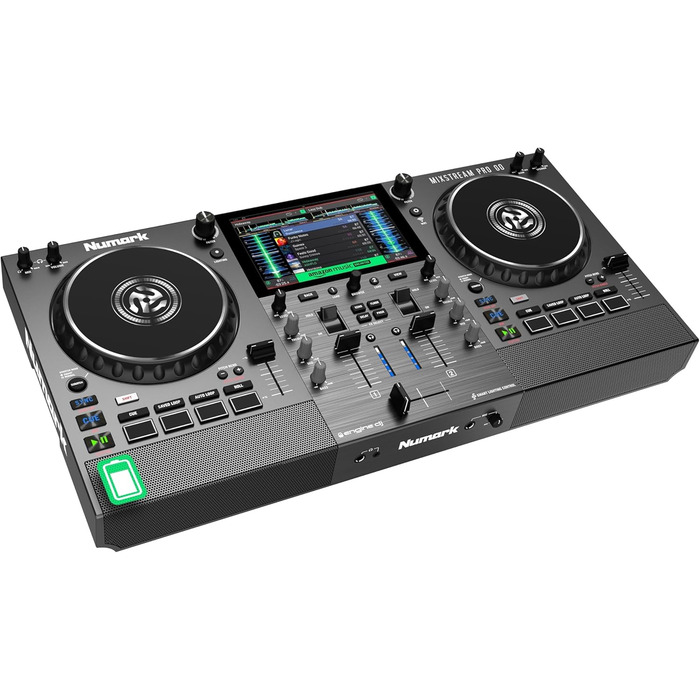 Numark Mixstream Pro Go: Портативний DJ-контролер з акумулятором, мікшер з розділенням STEM, динамік, Wi-Fi, сенсорний екран, сумісний з Serato DJ