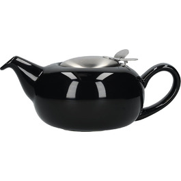 LONDON POTTERY Pebble Teapot with infuser for loose tea, stoneware, (2 Cup (500 ml), Black Glossy)