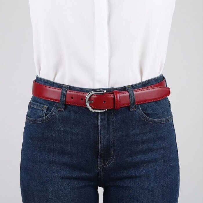 Жіночий шкіряний ремінь Biagiotti, червоний, 3 см, регульований, з подарунковою коробкою (110 см)