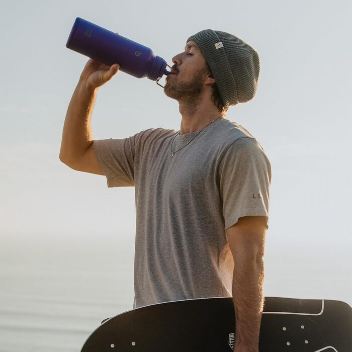 BOTTLE BOTTLE Insulated Water Bottle with Straw, Sport Stainless Steel Water Bottle with Grip Lid, Outdoor Sports Bottle for Pills, 1L (White) (Violet)