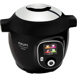 Мультиварка Krups Cook4Me+ Connect CZ7158, 1600 Вт, електрична скороварка, Bluetooth, 4 л, чорний/хром, додаток у комплекті