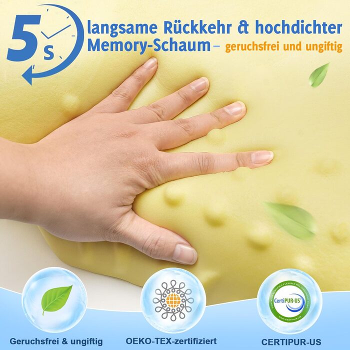 Ортопедична подушка для шиї VJASD з піною з пам'яті - ергономічна подушка для голови проти болю в шиї, регульована по висоті для тих, хто спить на боці з дихаючим чохлом для спокійного сну, білий