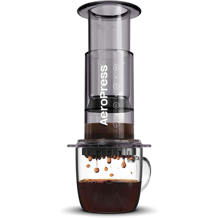 Кавоварка AeroPress Clear 3-в-1: прес, еспресо, френч-прес, портативна, чорна, для подорожей і кемпінгу, без гіркоти