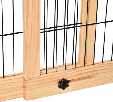 PawHut Wooden Pet Gate - Extendable Dog Barrier with Footrest, Freestanding Safety Gate for Stairs, Fireplace, Oven - 104-183 x 36 x 69 cm