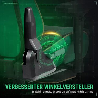 Ігровий крісло Dowinx з підлокітниками 4D та підніжкою - ергономічний геймерський стілець, 150 кг (зелений)