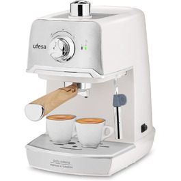 Кавоварка Ufesa C7238 Cream з мілкфротером, 20 Бар, компактна, класичний дизайн, біла, для еспресо та капучино