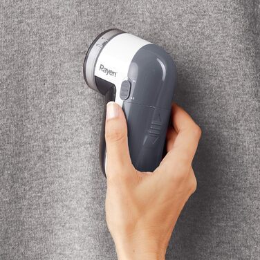 Електричний прибирач для одягу Rayen, білий/сірий, для всіх типів тканини, з батарейками, захисний ковпачок ABS, 13 x 6,8 x 5,8 см
