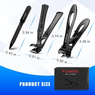 Кусачки для нігтів для літніх людей з широкою щелепою та довгою ручкою, кусачки для кутикули з кутовою головкою, набір для педикюру з контейнером для збору обрізків, чорні, подарунок для жінок та чоловіків