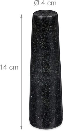 Набір для приготування спецій Relaxdays: гранітний ступка та пестик, 12 см, 300 мл, чорний