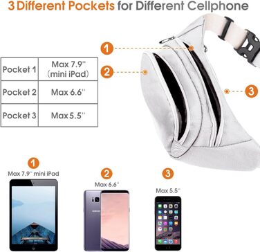 Чоловіча/Жіноча поясна сумка-бананка 35 см з великою місткістю, чорна, для iPad mini/iPhone 12 Pro Max, для спорту