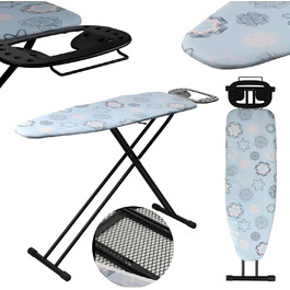 KADAX Ironing Board, 120x38 cm Folding Ironing Table, Height-Adjustable Steaming Ironing Table, Ironing Board with Non-Slip Feet, Table with 8mm Foam Padding (Dark Blue)