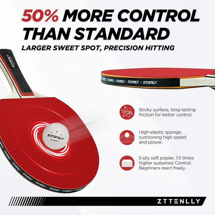 Набір для пінг-понгу з ракетками (2 або 4 шт) та м'ячами | Набір для гри в настільний теніс для 4 гравців | Зручний кейс | Покращений контроль, липка гума