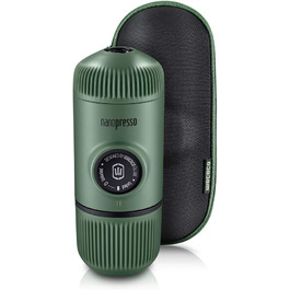 Портативна еспресо-машина WACACO Nanopresso з S-чохлом, ручна кавоварка для подорожей, оновлена версія Minipresso, колір моховий зелений