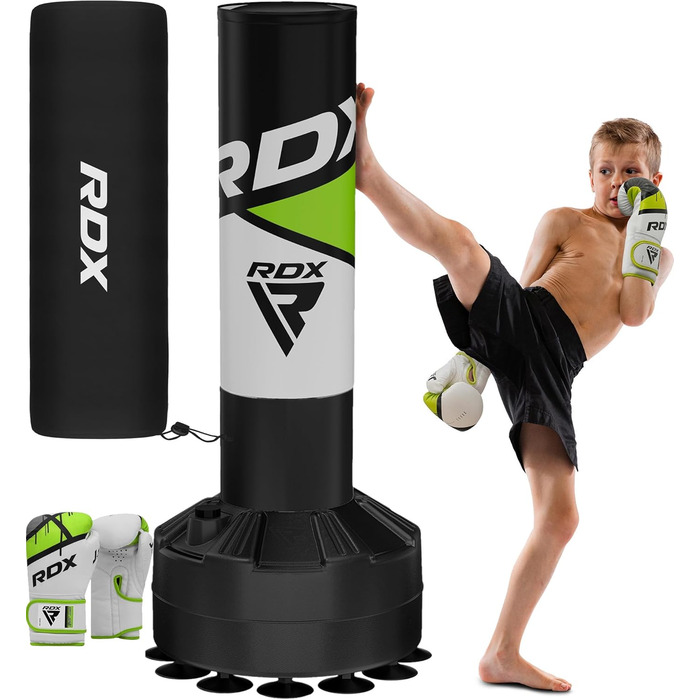 Дитячий боксерський мішок RDX Junior Standbox, рукавички для тренувань, MMA, кікбоксинг, бокс, рукопашний бій, муай-тай, 4 фути (зелений)