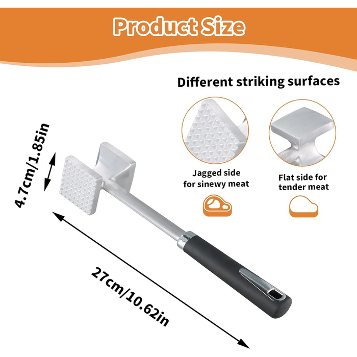 Ніж-толочок Fleischhammer 27см з подвійним боком для м'яса, товчених шніцелів, стейків, курки та свинини. Миється в посудомийній машині.