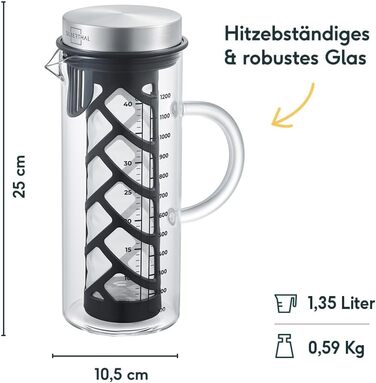 SILBERTHAL Набір для приготування кави French Press: ручна кавомолка, термопреса 1л, регульований помел, нержавіюча сталь та скло. Подарунковий набір для кавоманів та любителів Cold Brew