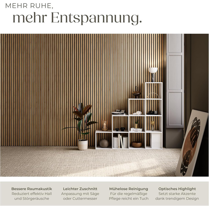 Акустичні 3D-панелі tectake для стін 120 x 60 x 2,1 см, шумопоглищаючі стінові панелі під дуб, набір 2 шт.