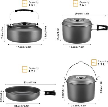 Набір кухонного посуду Bulin BL_BL200-C9 Black для приготування на відкритому вогні, 20 штук, чорний