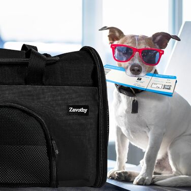 Транспортна сумка для котів та собак Zavothy, чорна, розмір S, з м'якою підстилкою та регульованим ременем