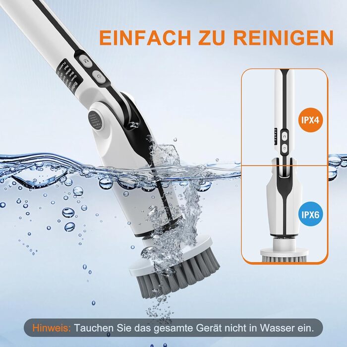 Electric Cleaning Brush, 8 in 1 Electric Spin Scrubber with Interchangeable Drill Brush Heads, Bathtub and Floor Tile Mop Set, Electric Cleaning Brush with Adjustable Handle for Bathroom Kitchen Car Floor