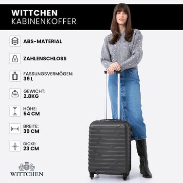 WITTCHEN A-line II Carry-on Suitcase, Cabin Luggage, Hand Luggage, Rolling Suitcase, Travel Suitcase, Boarding Suitcase, Hard Shell, ABS, High-Quality and Stable, Size S (Gray)