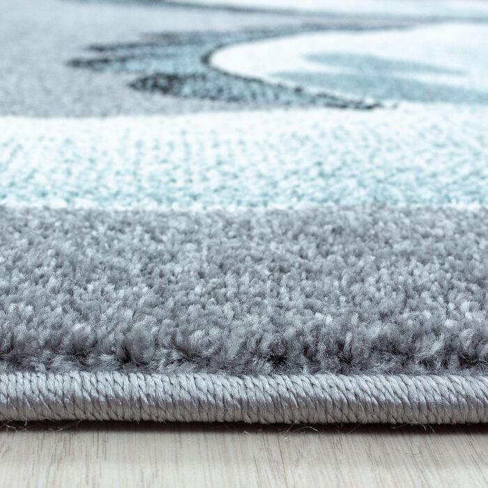 Дитячий килим Carpetsale24 з динозаврами, 80x150 см, блакитно-сірий, короткий ворс, для хлопчиків та дівчаток, м'який, легкий у догляді