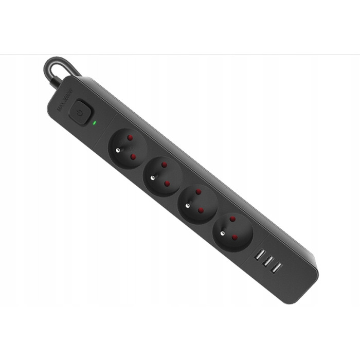 Мережевий фільтр (подовжувач) з 3 USB-портами, вимикачем та захистом від перенапруги, 1.5 м