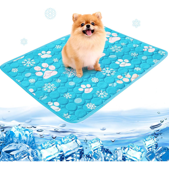 Килимок охолоджуючий для собак NIBESSER 2XL (150x100 см) - блакитна лапка, самоохолоджуючий, для дому, в авто