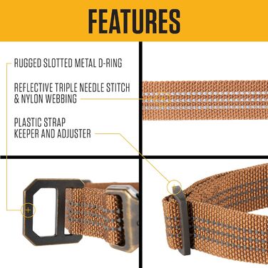 Carhartt Fully Adjustable Nylon Webbing Dog Collars, Reflective Stitching for Visibility, Coral Red (Nylon Webbing), Size L (Light Moss (Nylon Webbing), Medium)