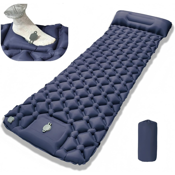 Надувний килимок Isomatte самонадувний, з'єдний, для кемпінгу з насосом-футболом, 600г, легкий, покращена версія