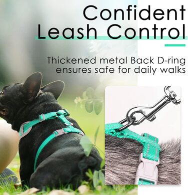 Шлейка для собак ThinkPet No-Pull, дихаюча, для маленьких, середніх та великих собак, регульована, м'яка, для прогулянок, з контролем, з підкладкою, світловідбиваюча (зелена, S, 1 шт.)