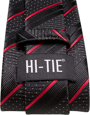 Набір краваток чоловічих Hi-Tie: шовкові краватки, хустинка, запонки та зажим для краватки (чорний, рожевий, блакитний) для весілля