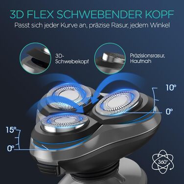 Електричний чоловічий верстат для гоління VOYOR TX410 (сірий) - ротаційний, мокрий/сухий, з LCD-дисплеєм та блокуванням від подорожей