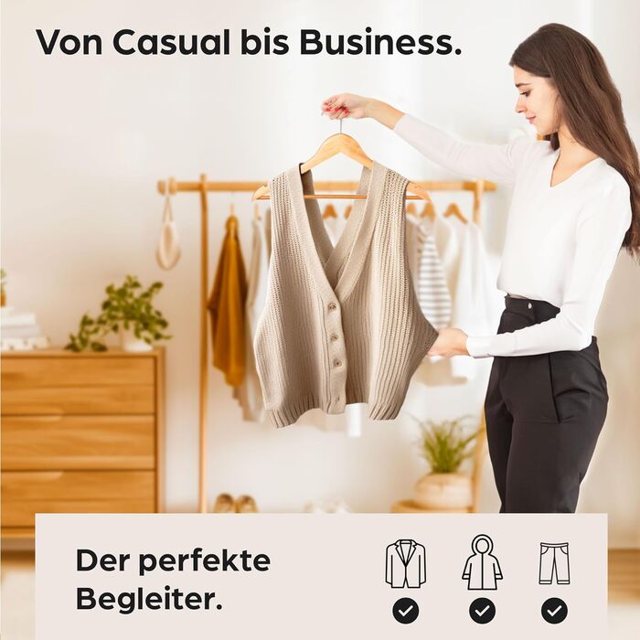 Дерев'яні вішалки для одягу Praknu (20 шт.) з перекладиною та обертовим гачком 360° - для сорочок та штанів