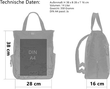 Spear Rucksack - Unisex, Hygge City Backpack, Women's Backpack, Leisure Backpack, Office Backpack, Sport & Leisure Backpack, A4 size, 12788 (12790 Black Flower (2))