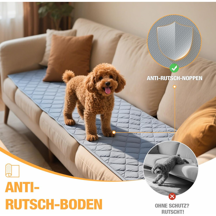 Водонепроникний килимок для собак Lekereise 137x208 см - 100% поглинаючий, не пропускає витоки, м'який, з антиковзаючим покриттям. Захист диванів, ліжок, авто. Легко прати. Підходить для собак та котів.