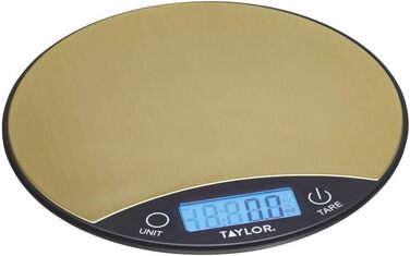 Кухонні ваги Taylor Pro: точні, круглі, з цифровим дисплеєм, нержавіюча сталь, 5 кг, функція тарування