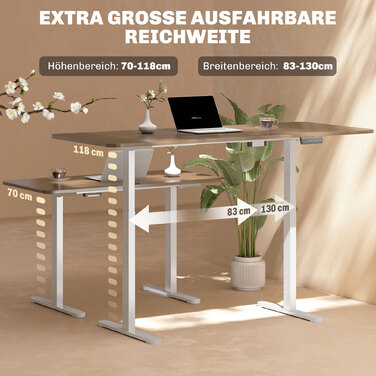 HOMCOM Height-Adjustable Desk Frame Electric Table Frame with 2 Motors & 3 Memory Control Desk Legs with Low Noise, Collision Protection White | Aosom