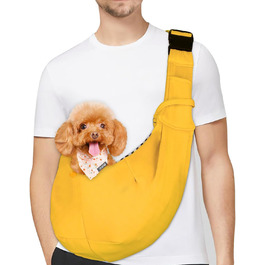 PetLoft Сумка-переноска для собак та котів, реверсивна, регульована, Cross-Body Carrier з підстібкою для нашийника (Жовтий)