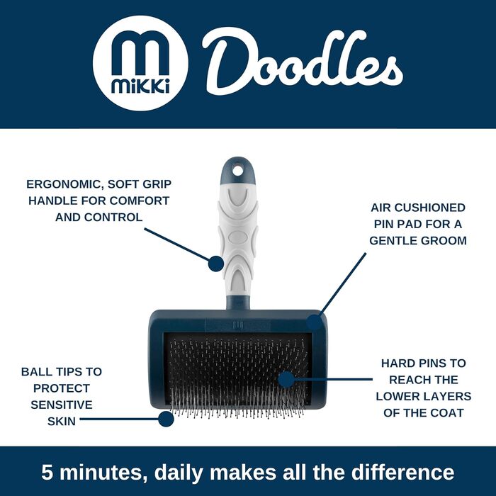 Щітка Mikki Slicker для вирівнювання шерсті собак та цуценят, для пуделів та їх схрещень (Cockapoo, Labradoodle, Cavapoo, Maltipoo, Golden Doodle)