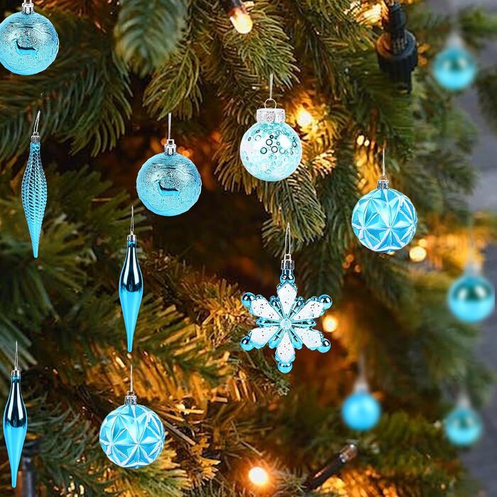 40 шт. прикрас на ялинку: сині кулі, міцні, для новорічного декору