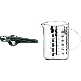 Ручна цитрусова соковижималка WMF Top Tools з пресом, 8 см, нержавіюча сталь Cromargan, з мірною склянкою 1 л з жаростійкого скла зі шкалою для літрів, мілілітрів, чашок та грамів
