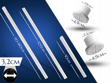 Телескопічна штора для ванної розпірна біла, 260-310 см