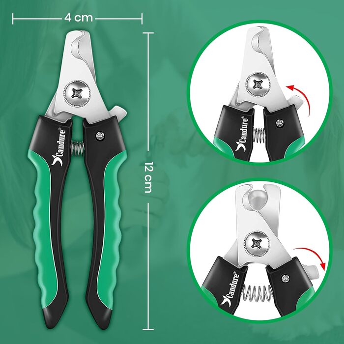 Професійні когтерізки для собак та котів Candure з пилочкою, нержавіюча сталь, 15 см, безпечний захист