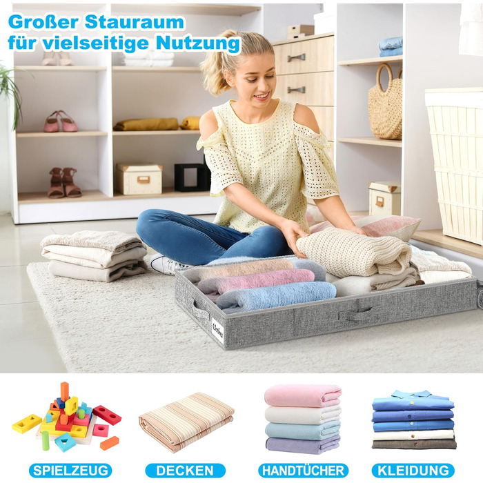 Коробки для зберігання під ліжко з кришкою, 12 см, 4 шт. Складані контейнери для одягу, ковдр та постільної білизни (Сірий)