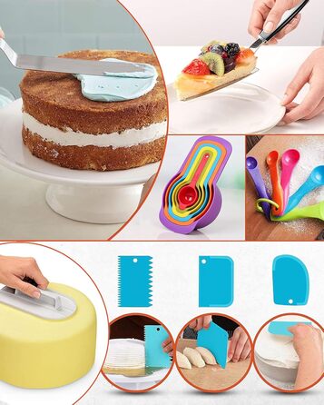 Набір для випічки тортів RFAQK 50-в-1: обертовий стіл, 12 підставок, насадки та мішки для крему, вирівнювач (700 шт.)