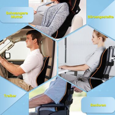 Подушка для попереку POOTACK з memory foam - ергономічна підтримка для авто, офісу та геймінгу, чорна