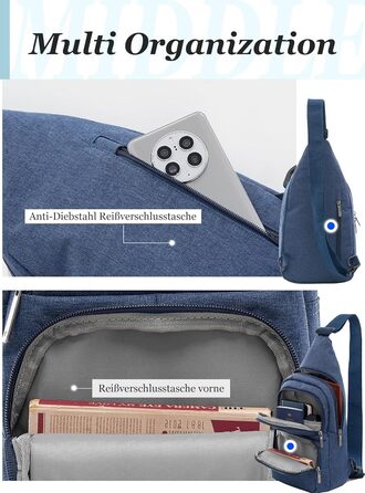 Чоловіча нагрудна сумка OIWAS, маленька, для чоловіків та жінок, для походів та активного відпочинку (блакитна)